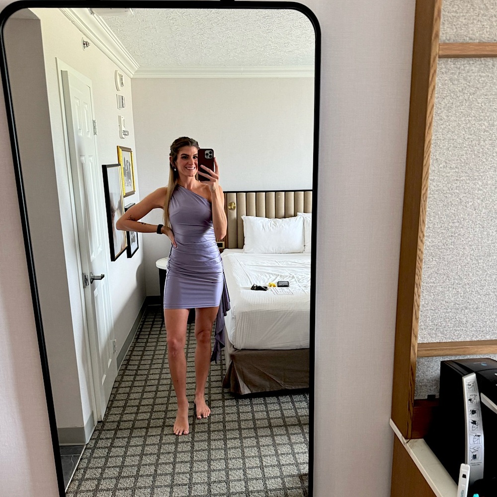 Memoriesea Women's Satin One Shoulder Ruched Bodycon Sleeveless Party Dress!! 😍